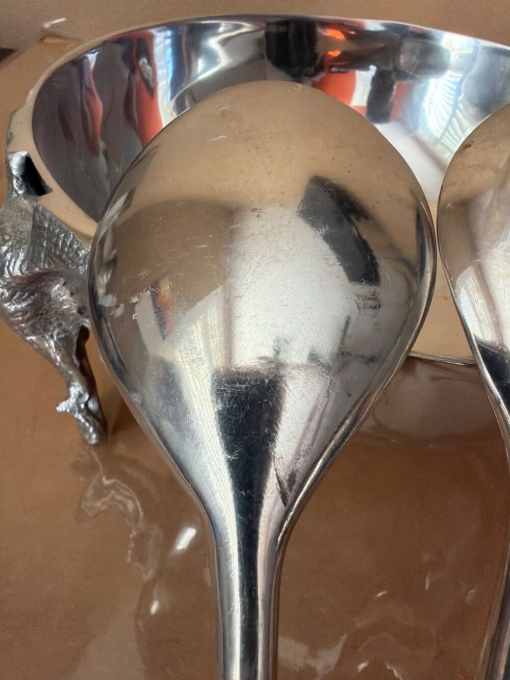 Vintage Aluminum Elephant Centerpiece Bowl with Servers Safari Wildlife Decor - Picture 7 of 16
